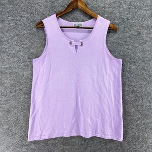 JM Collection Tank Women 0X Plus Purple Sleeveless Wide Strap Rayon Casual